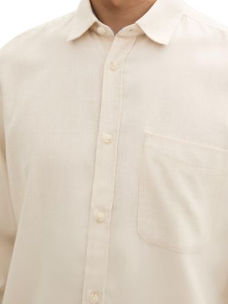 Tom Tailor Langarmhemd TOM TAILOR, Herren, Gr. XXL, N-Gr, weiss (light sand melange), Web, Obermaterial: 60% Baumwolle, 40% Polyester, meliert, regular fit Po-be