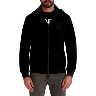 Karl Lagerfeld Zip Fleece Hoodie in Black at Nordstrom Rack, Size Medium