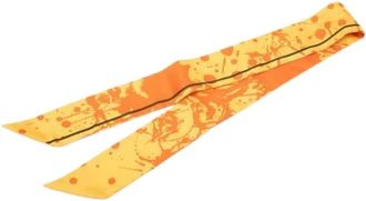 Herm&egrave;s Pre-owned Scarves, female, Orange, Size: ONE SIZE Pre-owned Twilly Scarf