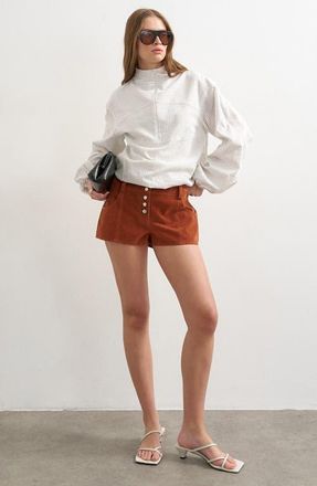 Topshop Faux Suede Micro Shorts in Tan at Nordstrom, Size 14 Us