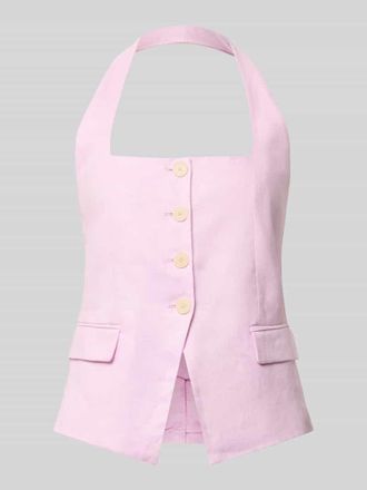 Mango Weste aus Leinen mit Neckholder Modell BORELI in Rosa, Gr&ouml;&szlig;e XL