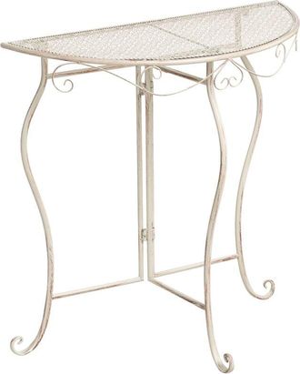 Beliani Beliani - Outdoor Bistro Table Metal Vintage Style 80 x 36 cm Tabletop Iron Frame Light Beige Folelli