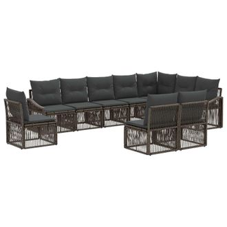 vidaXL Conjunto De Sof&aacute;s De Jard&iacute;n 10 Pcs Gris Rat&aacute;n Sint&eacute;tico Vidaxl