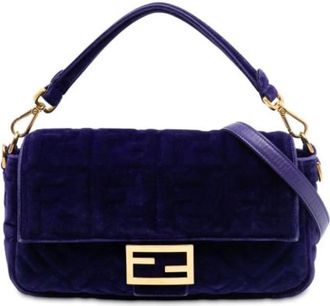Fendi Pre-owned Shoulder Bags, female, Purple, Size: ONE SIZE Pre-owned Velvet Shoulder Bag