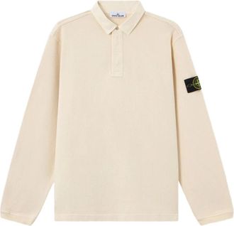 Stone Island Comfort-fit Polo Sweatshirt met drukknoopsluiting - Heren - Tops - Beige - Maat: L Katoen