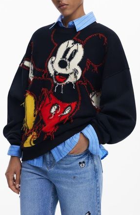 Desigual Mickey Mouse Sweatshirt in Black at Nordstrom, Size Small