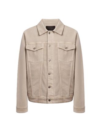 Dondup Structured Beige Denim Jacket with Flap Pockets