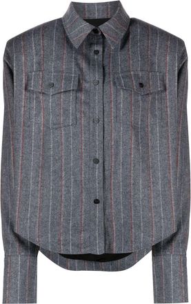 The Mannei pinstripe button-up shirt - women - Wool/Polyester/Viscose/Viscose - 34 - Grey