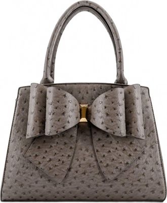 Elodie Embossed Bow Top Handle Purse In Gray