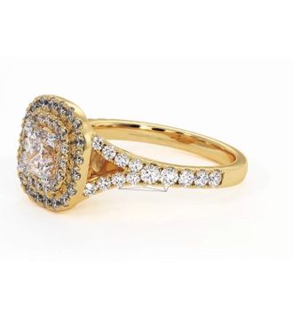 The Diamond Store Cleopatra Lab Diamond Halo Engagement Ring in 18K Gold 1.20ct F/VS1