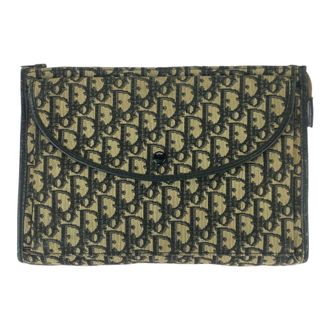 Dior Beige Black Canvas Leather Clutch Bag (Pre-Owned)