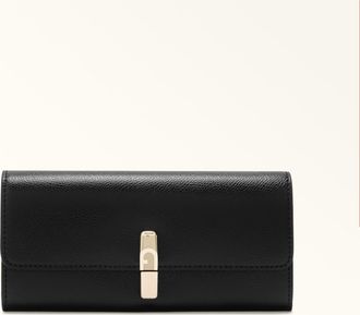 Furla Iride Continental Wallet Xl Nero Black Textured Leather Woman