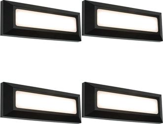 Loops 4 PACK Outdoor IP65 Pathway Guide Light - Direct 3W Warm White LED - Black ABS