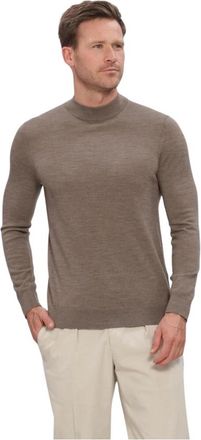 Profuomo Pullover Mock Neck Extrafine Merino - Heren - Ronde hals truien - Beige - L - Wol - Truien & Vesten