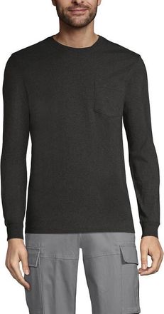 Lands End Super-T Long Sleeve T-Shirt with Pocket in Dark Charcoal Heather at Nordstrom, Size Xx-Large