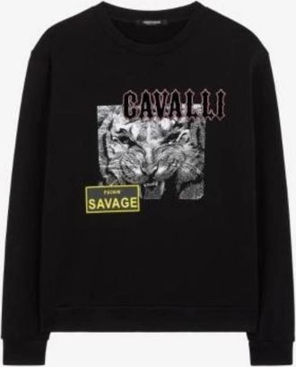 Roberto Cavalli Panther Graphic Cotton Sweatshirt, Size X-Large