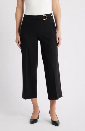 Anne Klein Pull-On Crop Wide Leg Pants in Anne Black at Nordstrom, Size X-Small