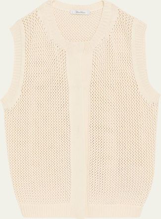 Max Mara Sleeveless Crewneck Open-Stitch Sweater
