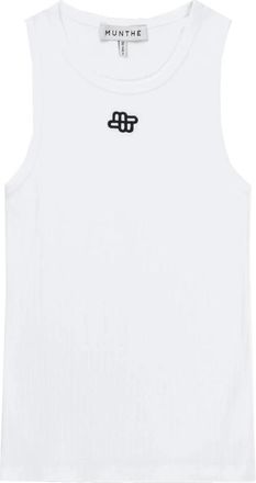 Munthe Top met geborduurd logo detail - Dames - Tops zonder mouwen - Wit - M - Katoen - Tops