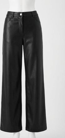 Z Supply Marli Faux Leather Wide Leg Pants In Black