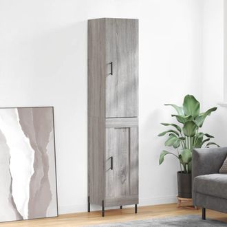 vidaXL Aparador Alto Madera Contrachapada Gris Sonoma 34,5x34x180 Cm Vidaxl