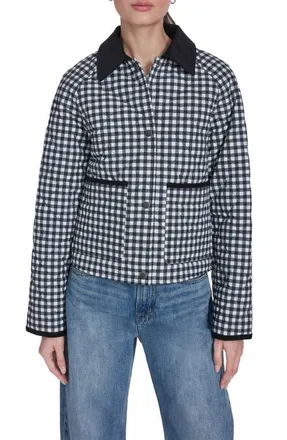 Levi's Quilted Barn Jacket in Black/White Gingham at Nordstrom, Size X-Large