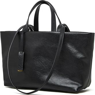 Generic Compatible For Leather Woman Tote Bags Soft Large Capacity Handbags(2907-Black)