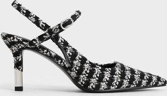 Charles & Keith Tweed Two-Tone Heel Slingback Pumps