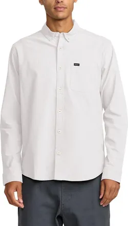 Rvca Thatll Do Stretch Cotton Blend Button-Down Shirt in White New at Nordstrom, Size Xx-Large