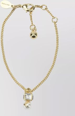 Jimmy Choo London pearl cube chain link bracelet