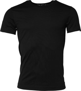 Dolce & Gabbana Mens Crew Neck Short Sleeve Tee - Black Cotton - Size EU 44 (Mens)