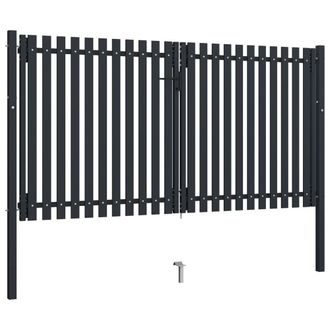 Berkfield Home Double Door Fence Gate Steel 306x220 cm Anthracite in Dark Grey