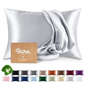 Bare Home 19 Momme 100% Mulberry Silk Pillowcase in Silver at Nordstrom, Size Standard