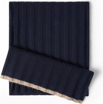 Brunello Cucinelli Cashmere rib knit scarf in Navy Blue at Nordstrom