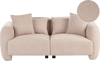 Beliani Sof&aacute; Tapizado De Boucl&eacute; Minimalista De Perfil Bajo 3 Plazas Asiento Profundo Beige Eknes