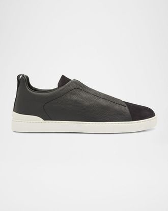 Ermenegildo Zegna Men & apos;s Triple Stitch Leather and Suede Sneakers