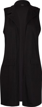 Purple Hanger Womens Plus Size Sleeveless Ladies Waterfall Pocket Collar Long Waistcoat Jacket Blazer Top Black 22 - 24