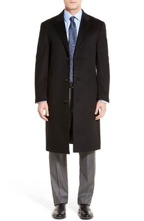 Hart Schaffner Marx Sheffield Classic Fit Wool & Cashmere Overcoat in Black at Nordstrom, Size 36 Regular