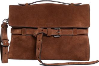 Moschino Tie Me Suede Clutch in Brown at Nordstrom