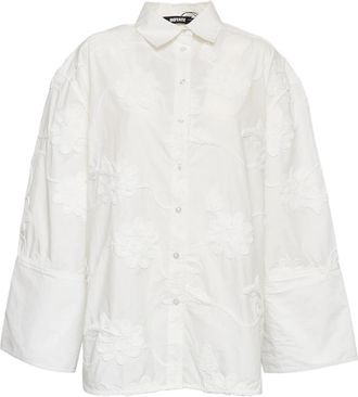 Rotate Classic Collar Embroidered Floral Shirt - Dames - Overhemden - Wit - S - Leer - Overhemden