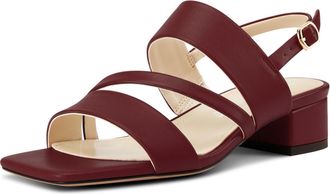 Castamere Womens Slingback Low Chunky Block Heel Peep Open Square Toe Dress Sandals Casual Office Summer Shoes 3.5 CM Heels Wine Red 6.5 UK