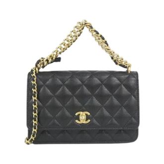 Chanel Pre-owned Chain/Shoulder Wallet - Dames - Pre-owned - Zwart - Maat: ONE Size Leer