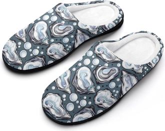 Generic Oyster Mens House Slippers Memory Foam Washable Cotton Slip on Home Shoes