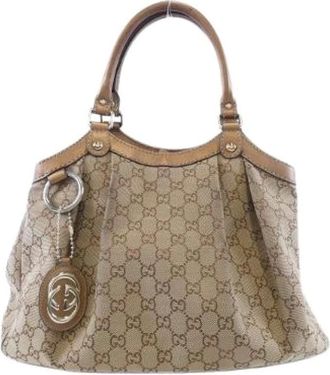 Gucci Pre-owned Handbags, female, Brown, Size: ONE SIZE Pre-owned Sukey GG Canvas Handbag