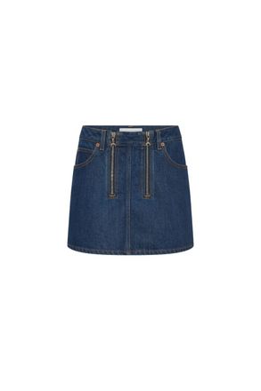 Marine Serre Denim with Zip Detail Mini Skirt - Blue