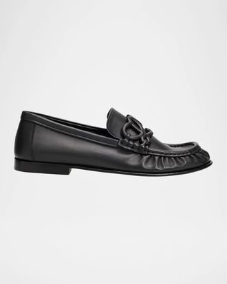 Loewe Double L Leather Loafers