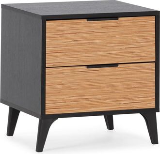 HOMN Mesita de noche 2 cajones color negro/madera