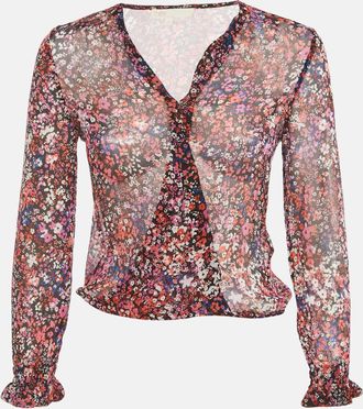 Maje Black Abstract Print Silk Top