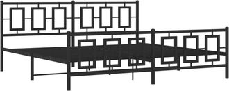vidaXL Vidaxl - Estructura Cama Sin Colch&oacute;n Con Estribo Metal Negro 193x203 Cm