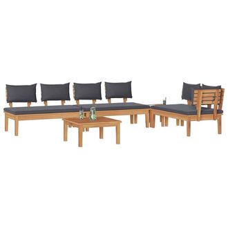 Berkfield Home Durable 5 Piece Garden Dining Set with Cushions - Solid Teak Wood in Brown